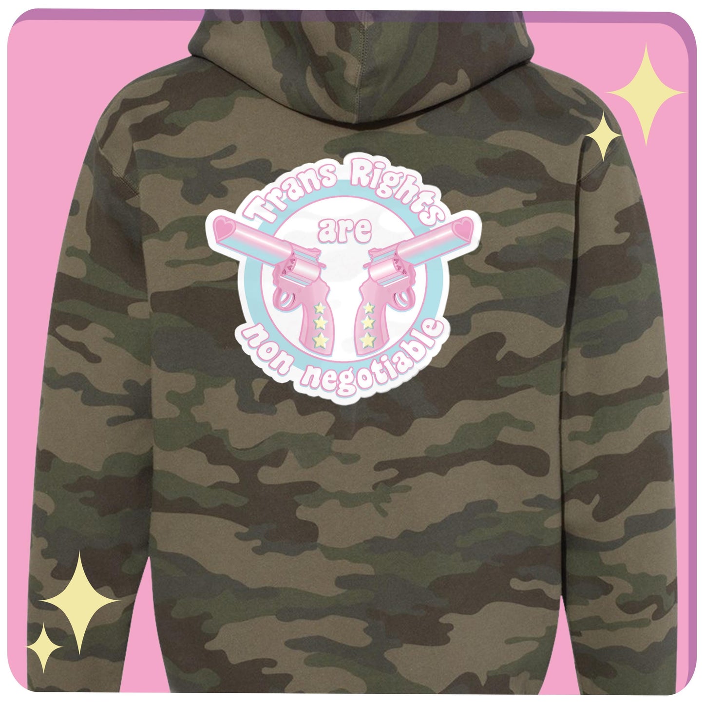 Trans Rights Camo Zip Up Hoodie